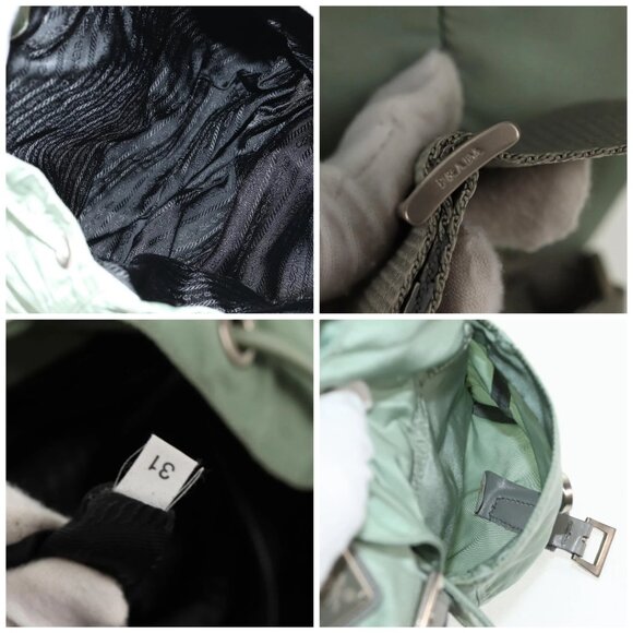 PRADA Backpack Nylon Green Silver Auth 143502 - Picture 15 of 16